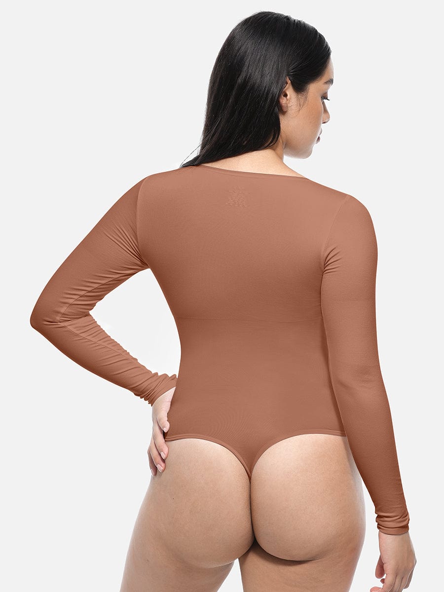 Seamless Bodysuit Long Sleeve Slim Corset Shapewear Bodysuit
