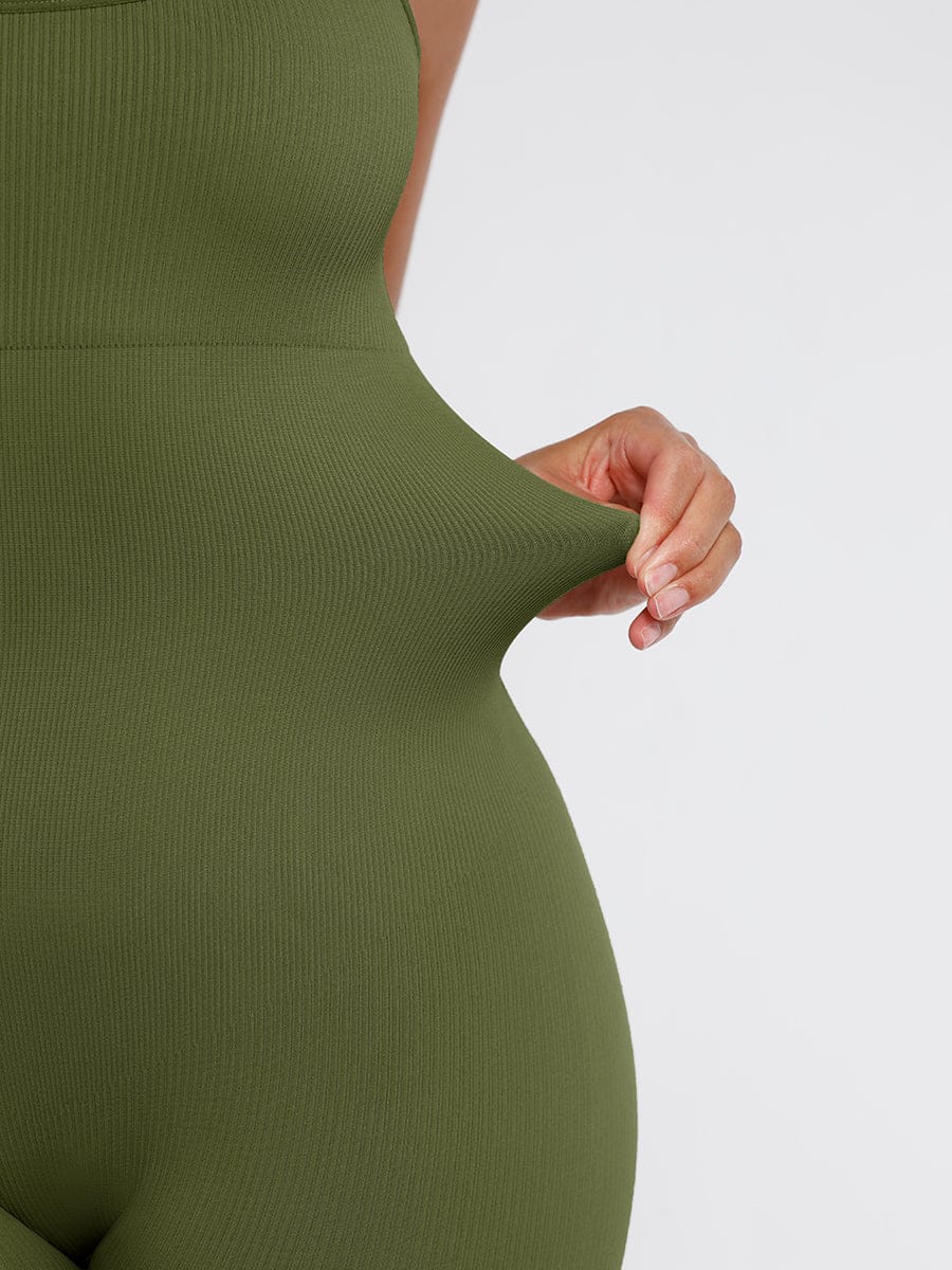 High Stretchy Seamless Sling Tummy Control Jumpsuit Removable cup pads
