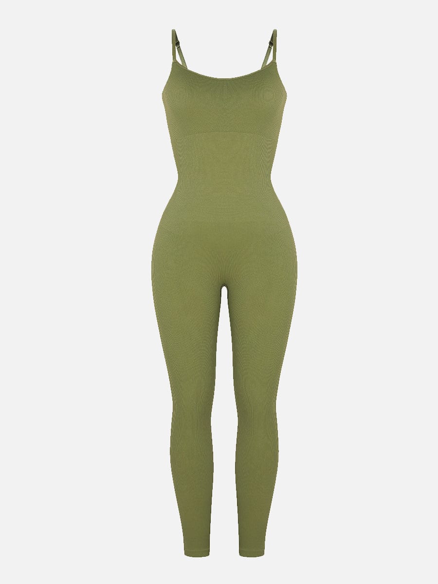 High Stretchy Seamless Sling Tummy Control Jumpsuit Removable cup pads