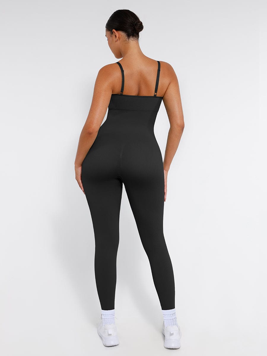 High Stretchy Seamless Sling Tummy Control Jumpsuit Removable cup pads