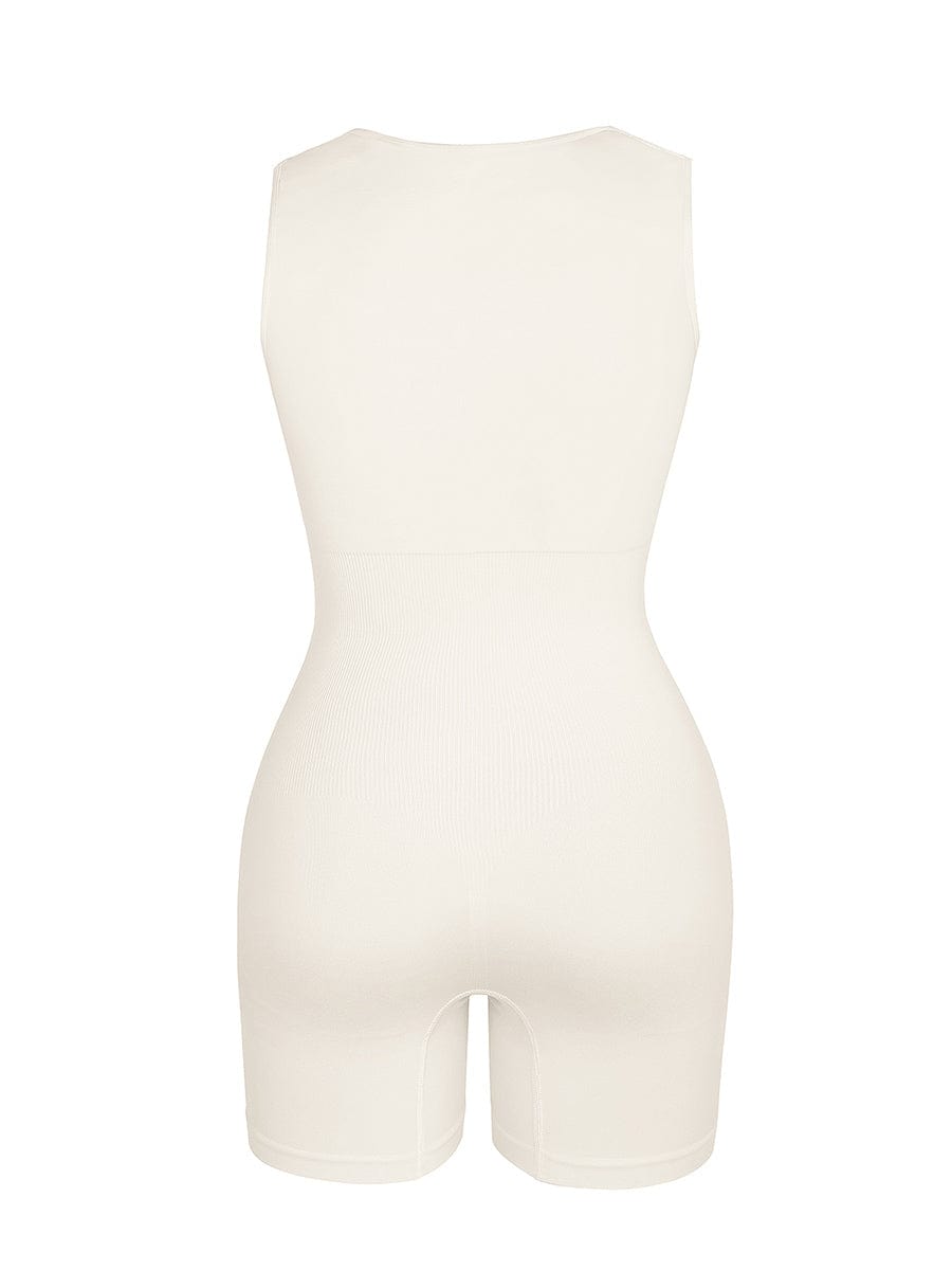 🌿 Eco-friendly Seamless Square Neck Waist and Belly Shaping Jumpsuit