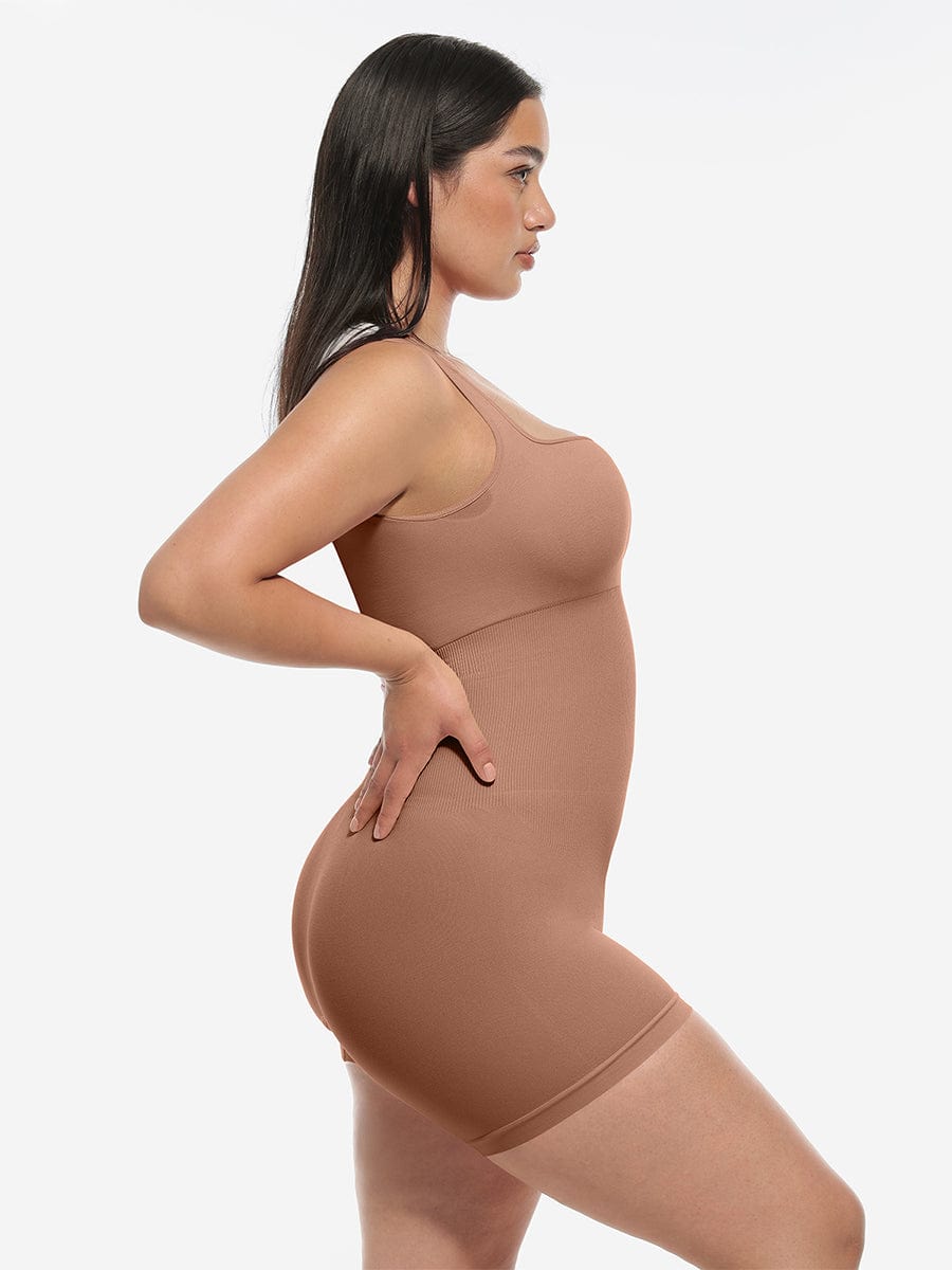 🌿 Eco-friendly Seamless Square Neck Waist and Belly Shaping Jumpsuit
