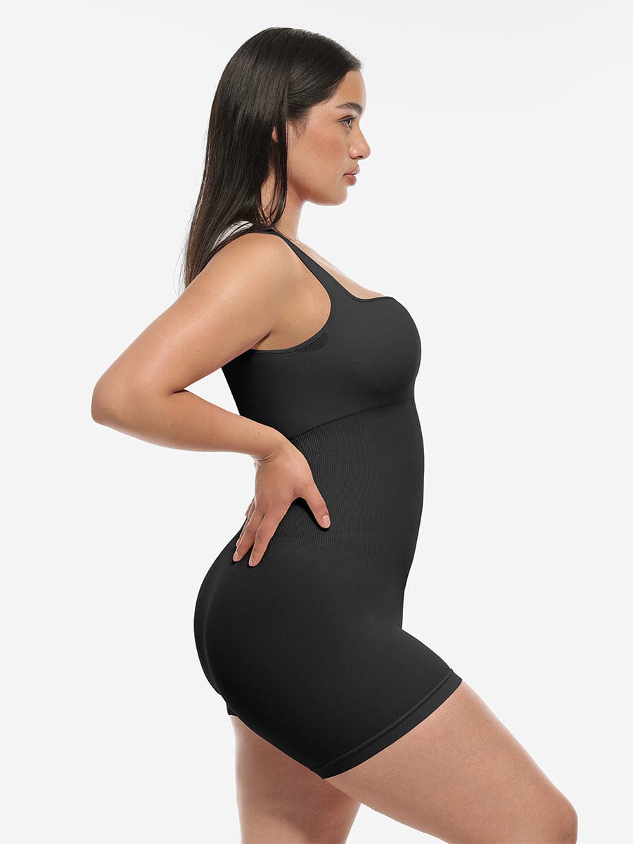 🌿 Eco-friendly Seamless Square Neck Waist and Belly Shaping Jumpsuit