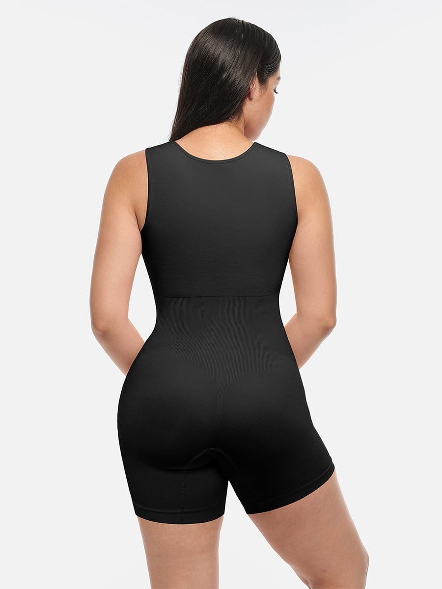 🌿 Eco-friendly Seamless Square Neck Waist and Belly Shaping Jumpsuit