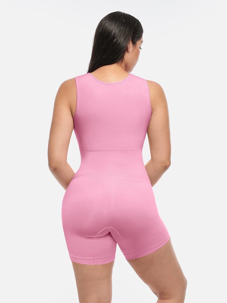 🌿 Eco-friendly Seamless Square Neck Waist and Belly Shaping Jumpsuit