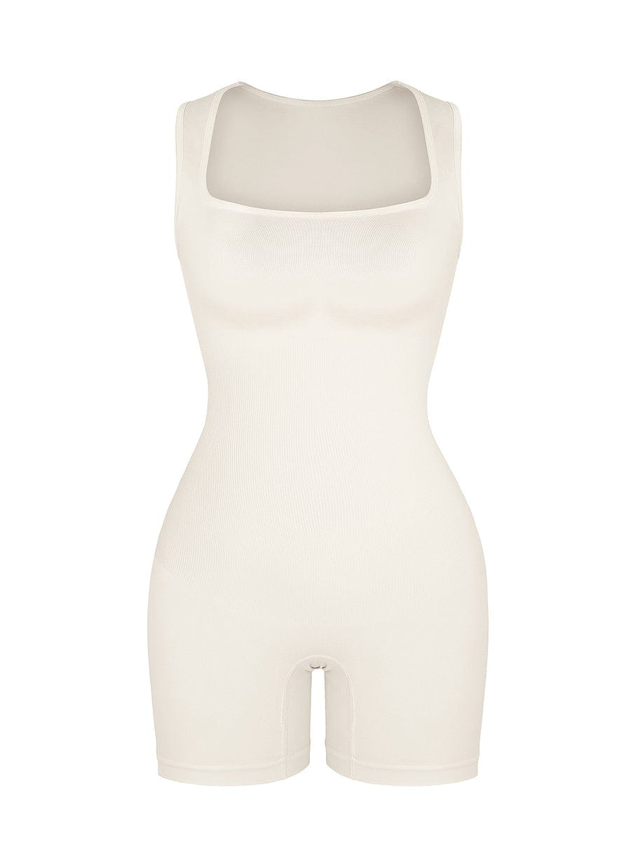 🌿 Eco-friendly Seamless Square Neck Waist and Belly Shaping Jumpsuit
