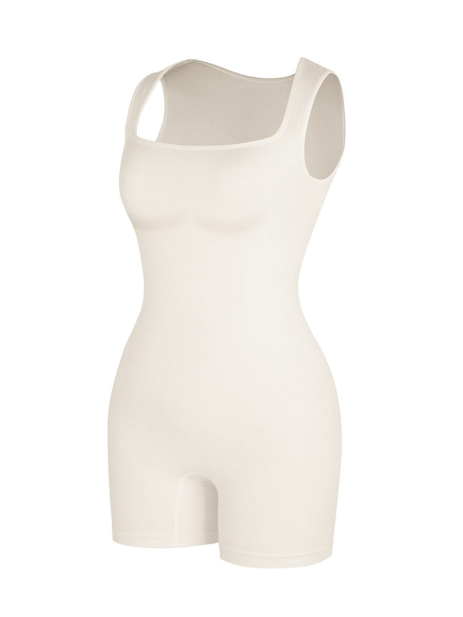 🌿 Eco-friendly Seamless Square Neck Waist and Belly Shaping Jumpsuit