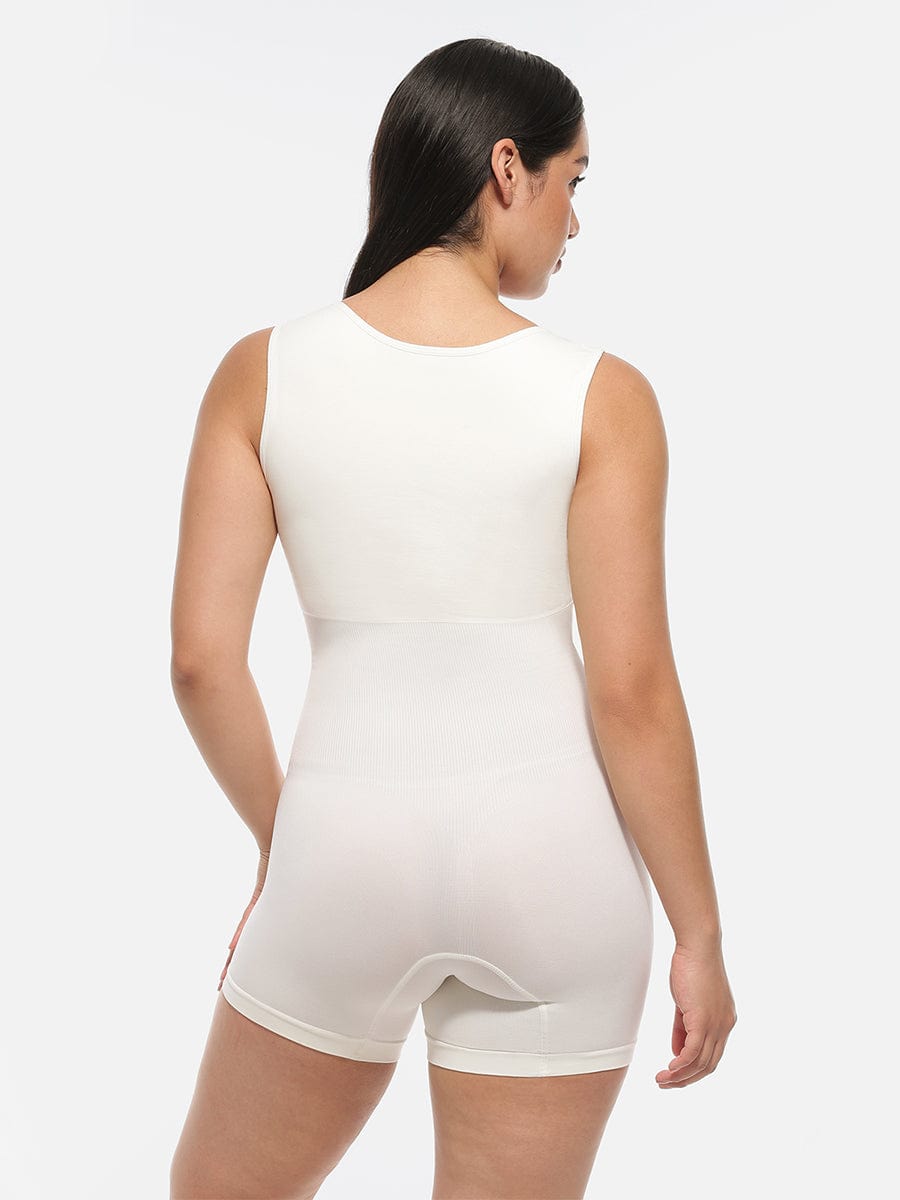 🌿 Eco-friendly Seamless Square Neck Waist and Belly Shaping Jumpsuit