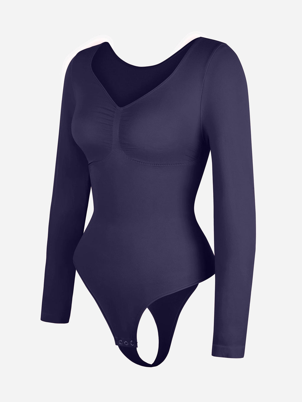 Seamless Long Sleeve Chest Support Tummy Control Thong Bodysuit