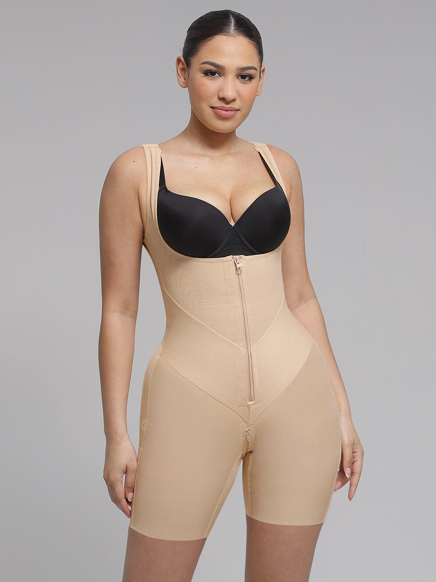 Wholesale U-Shaped Chest Support Waist Control Peach Butt Post Surgery Full Body Shapewear.