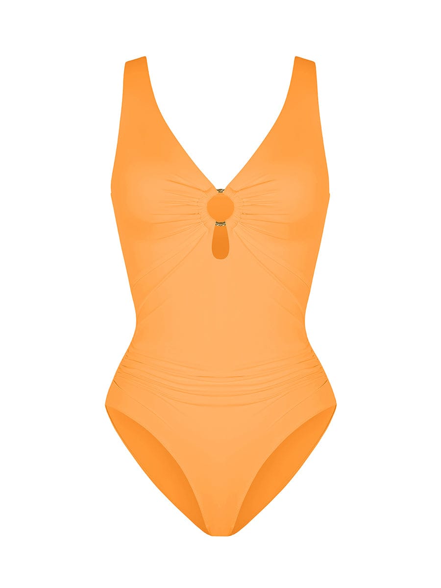 Wholesale Waist Shaping Mesh Eco Lining Ruched Brief One Piece Swimsuit with Pads.