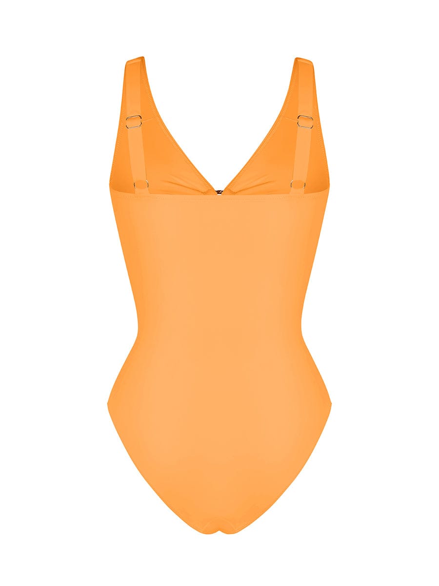 Waist Shaping Mesh Eco Lining Ruched Brief One Piece Swimsuit with Pads