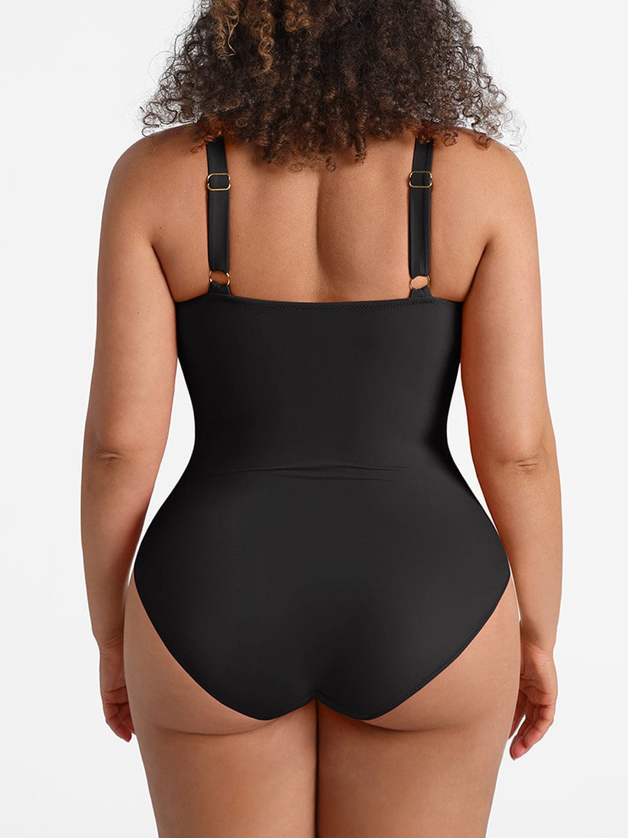 Wholesale Waist Shaping Mesh Eco Lining Ruched Brief One Piece Swimsuit with Pads.
