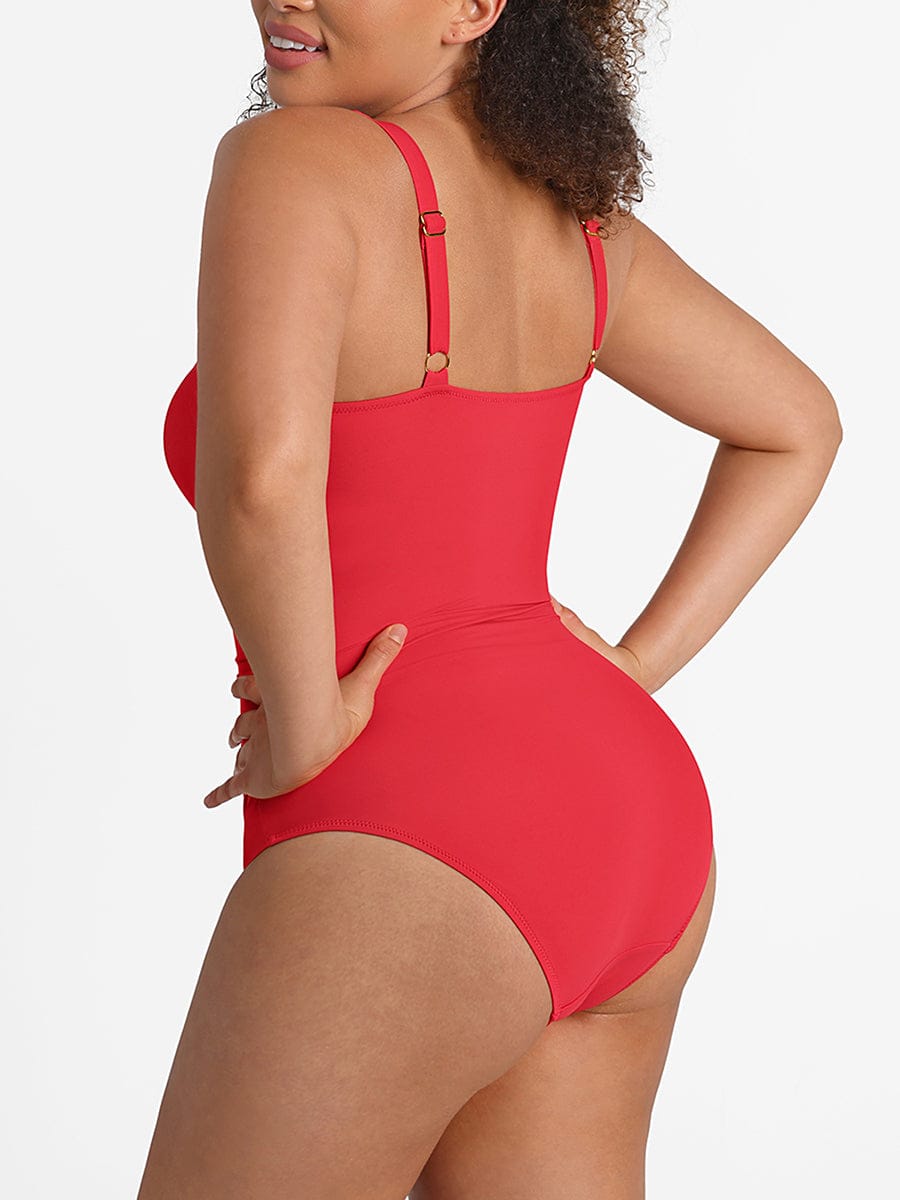 Wholesale Waist Shaping Mesh Eco Lining Ruched Brief One Piece Swimsuit with Pads.