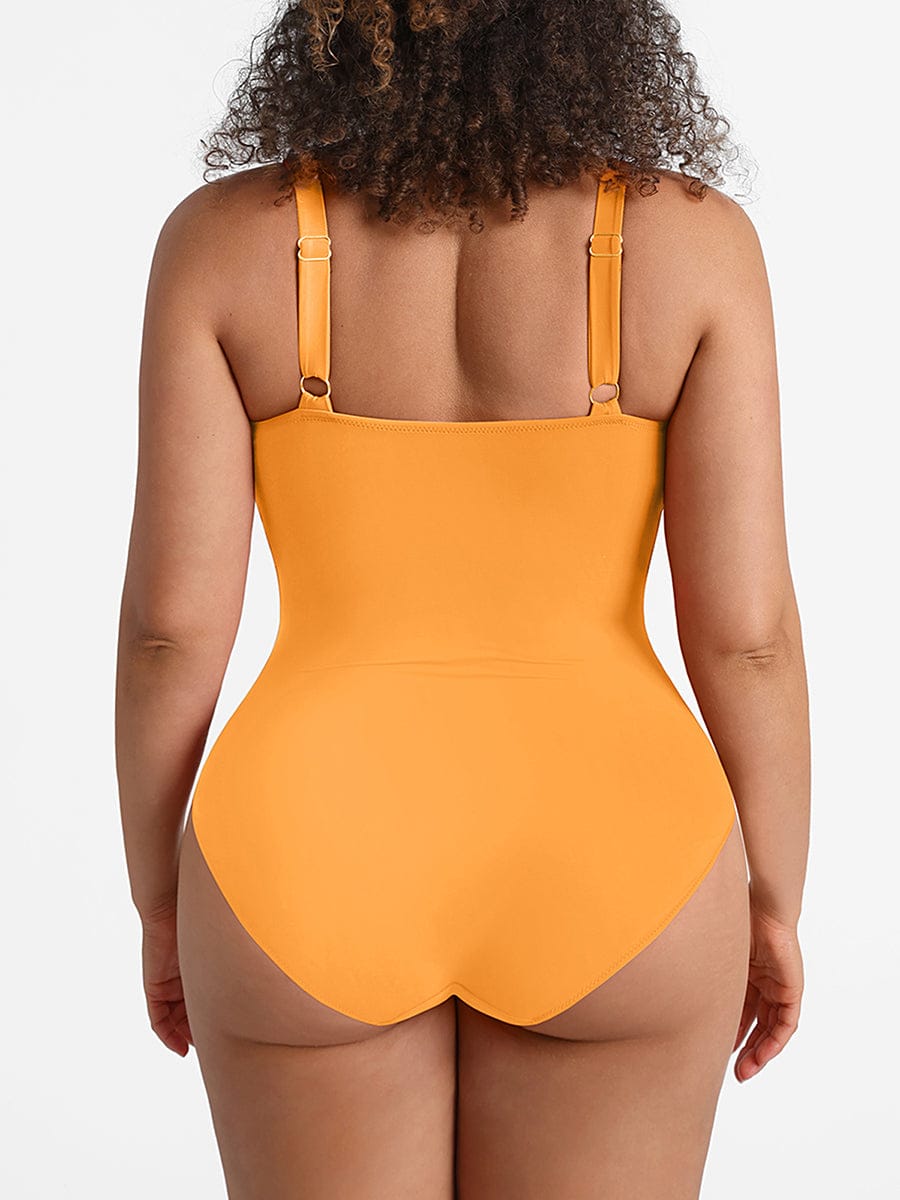Wholesale Waist Shaping Mesh Eco Lining Ruched Brief One Piece Swimsuit with Pads.