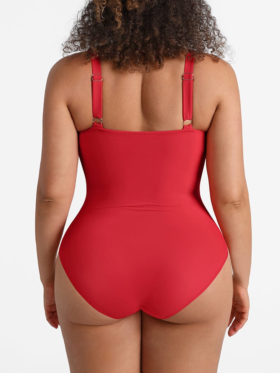 Wholesale Waist Shaping Mesh Eco Lining Ruched Brief One Piece Swimsuit with Pads.