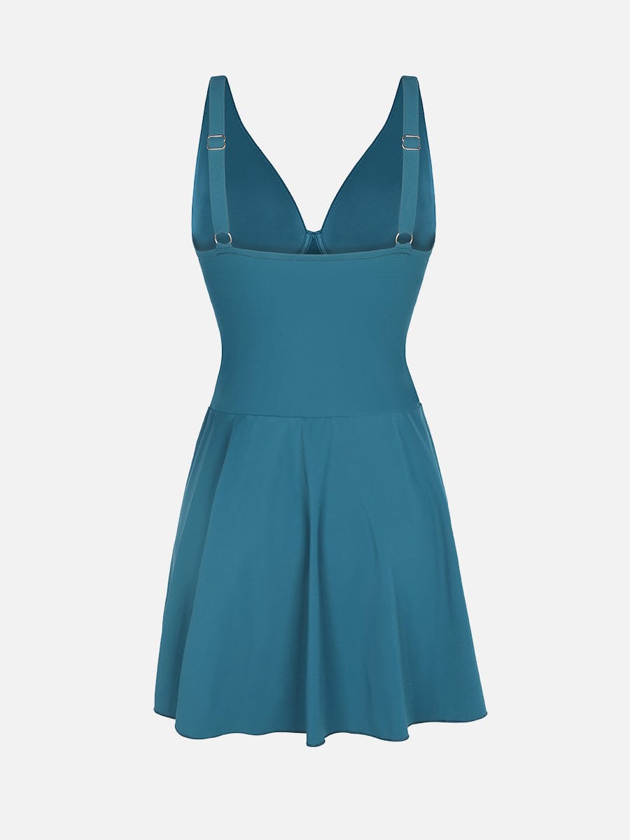 Wholesale Deep V Ruched Shaping Mesh One Piece Swimsuit with Removable Pads.