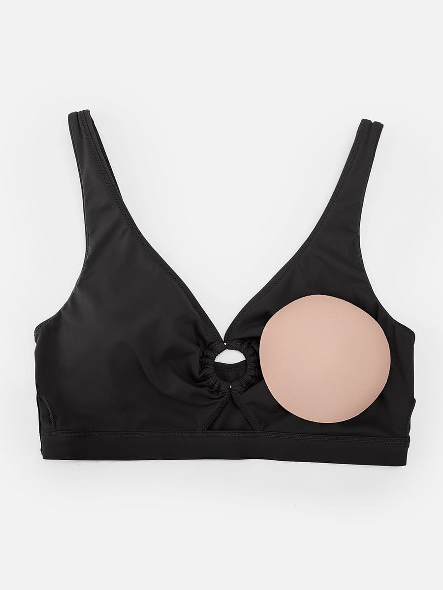 Wholesale Deep V Metal Ring Drawstring Tummy Control Swimsuit with Removable Pads.