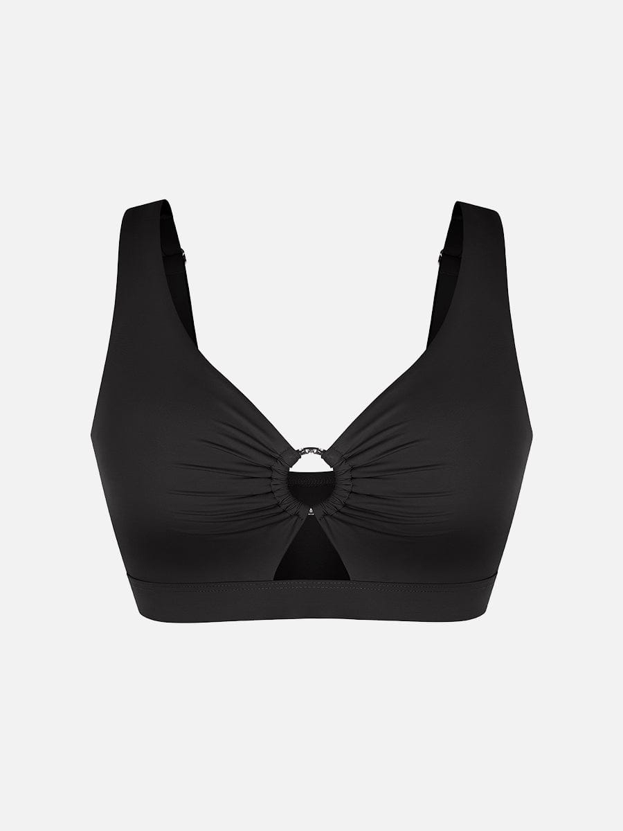 Wholesale Deep V Metal Ring Drawstring Tummy Control Swimsuit with Removable Pads.