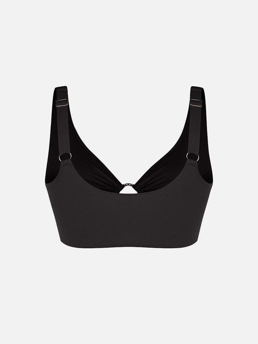 Wholesale Deep V Metal Ring Drawstring Tummy Control Swimsuit with Removable Pads.