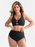 Wholesale Deep V Metal Ring Drawstring Tummy Control Swimsuit with Removable Pads.
