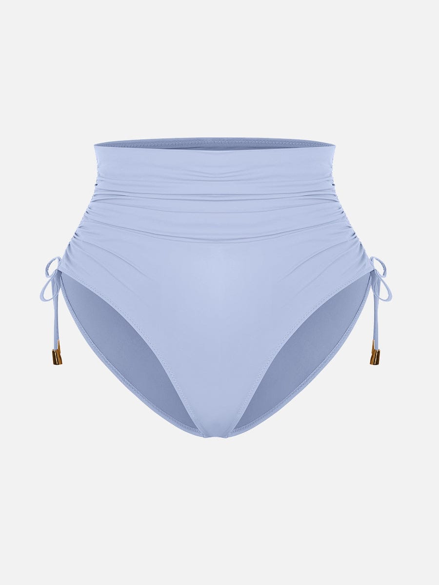 Deep V Metal Ring Drawstring Tummy Control Swimsuit with Removable Pads