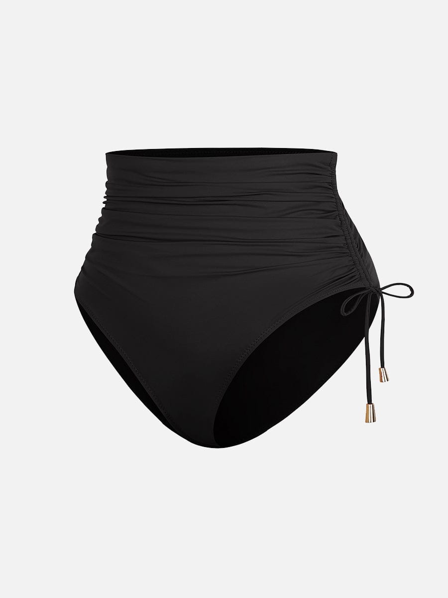 Wholesale Deep V Metal Ring Drawstring Tummy Control Swimsuit with Removable Pads.