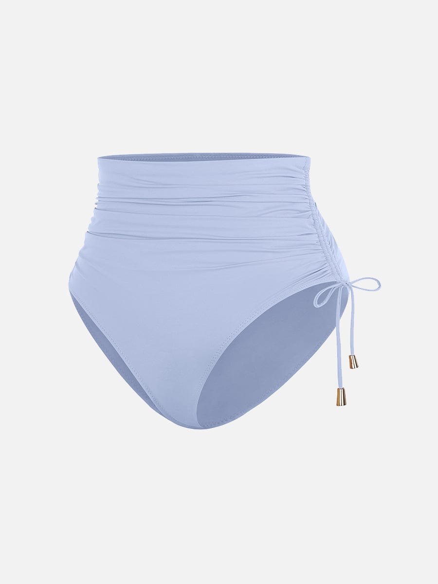 Deep V Metal Ring Drawstring Tummy Control Swimsuit with Removable Pads