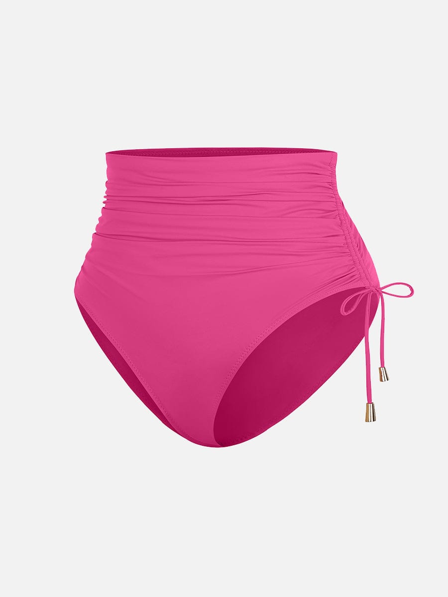 Deep V Metal Ring Drawstring Tummy Control Swimsuit with Removable Pads