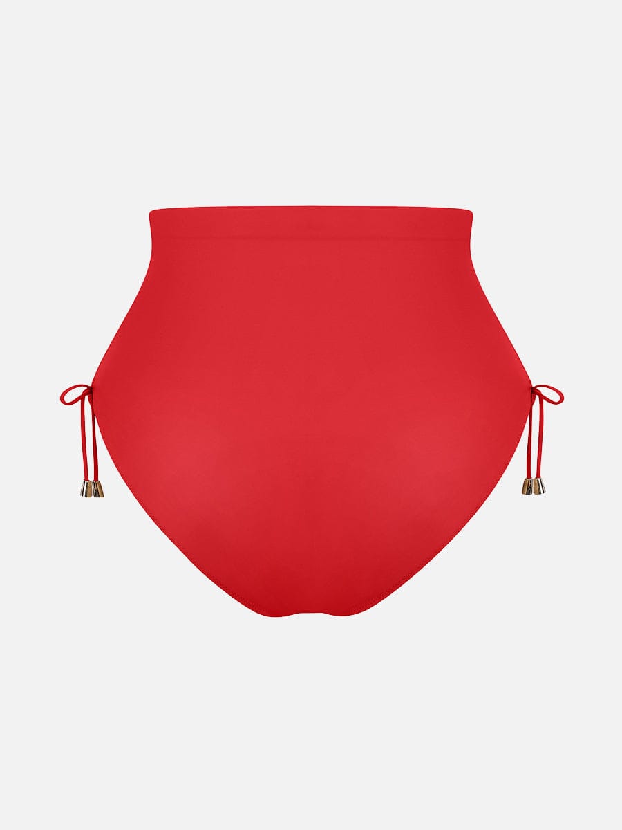Deep V Metal Ring Drawstring Tummy Control Swimsuit with Removable Pads