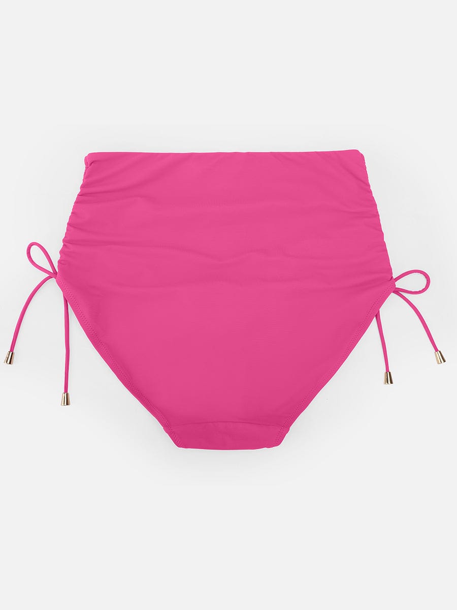 Deep V Metal Ring Drawstring Tummy Control Swimsuit with Removable Pads