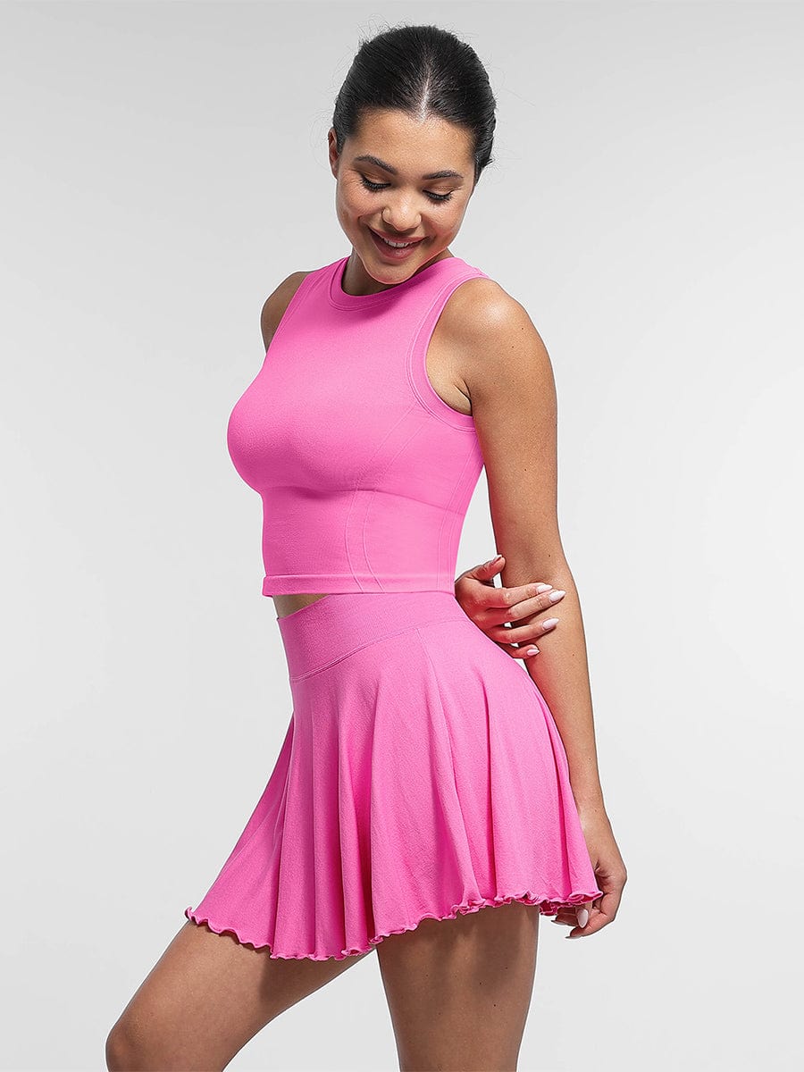 Wholesale Supportive Seamless Sports Top with Built-in Bra & Removable Cups.