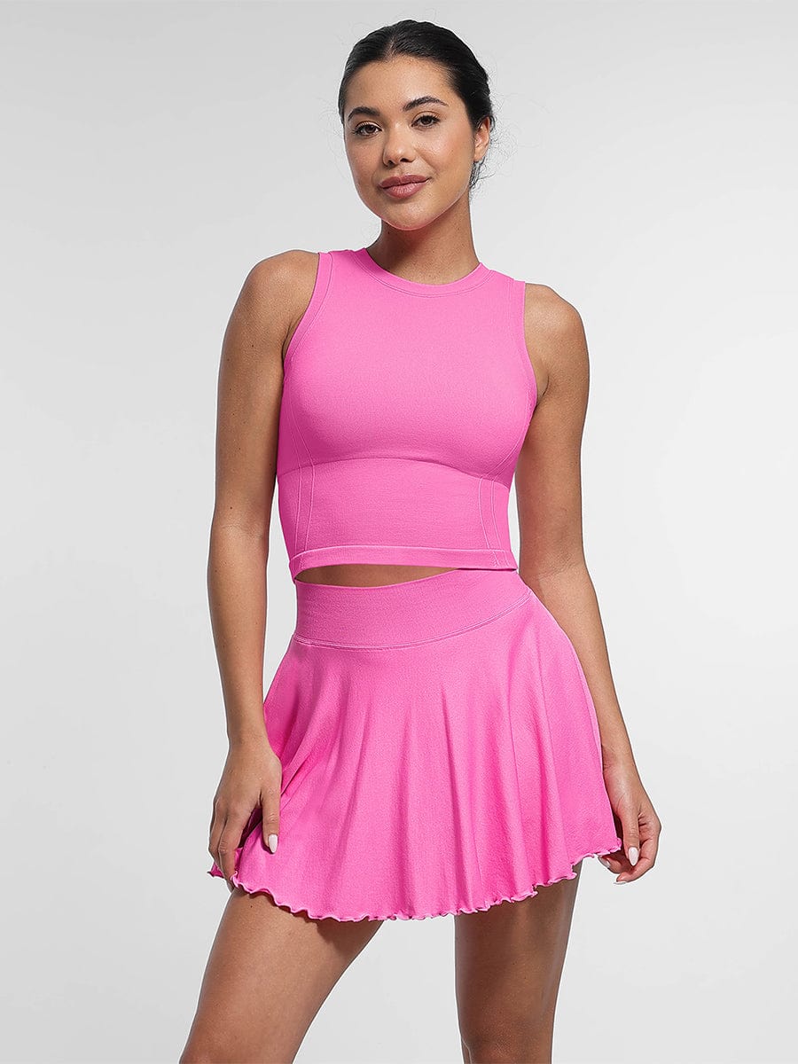 Wholesale Supportive Seamless Sports Top with Built-in Bra & Removable Cups.