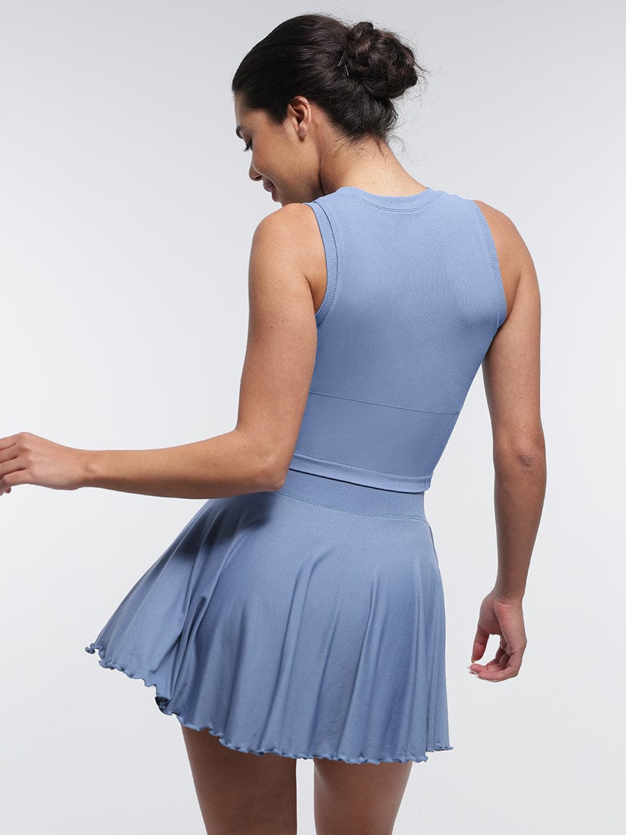 Wholesale Supportive Seamless Sports Top with Built-in Bra & Removable Cups.