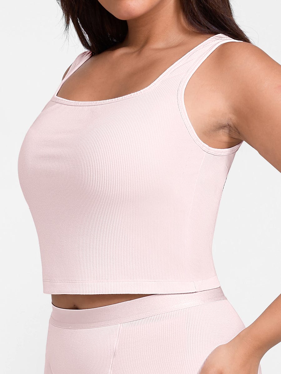 Wholesale Rayon Ribbed Wide Strap Scoop Neck Tank Top Breathable.