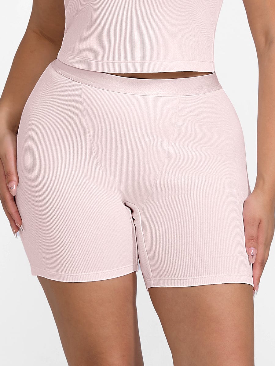 Wholesale Rayon Ribbed Fitted Boxer Mid Waist Breathable Shorts.