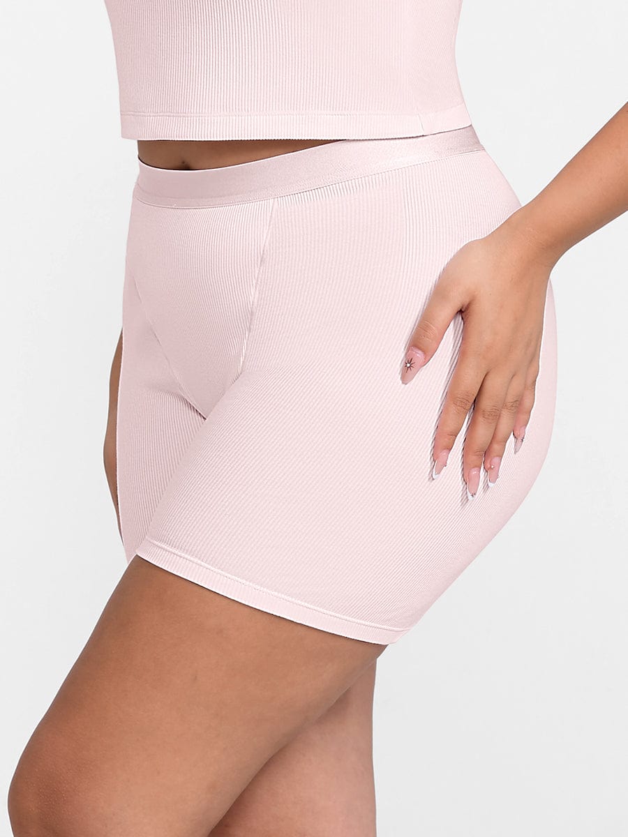 Wholesale Rayon Ribbed Fitted Boxer Mid Waist Breathable Shorts.