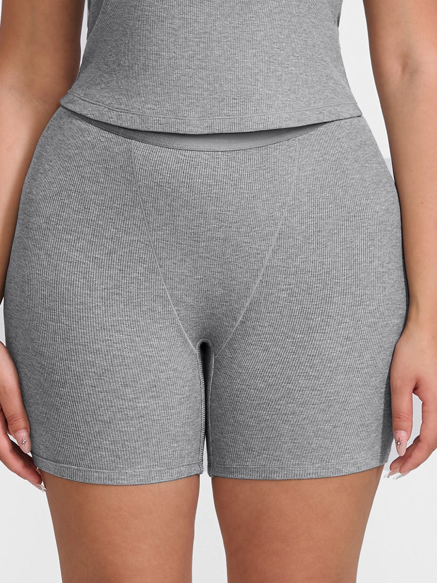 Wholesale Rayon Ribbed Fitted Boxer Mid Waist Breathable Shorts.