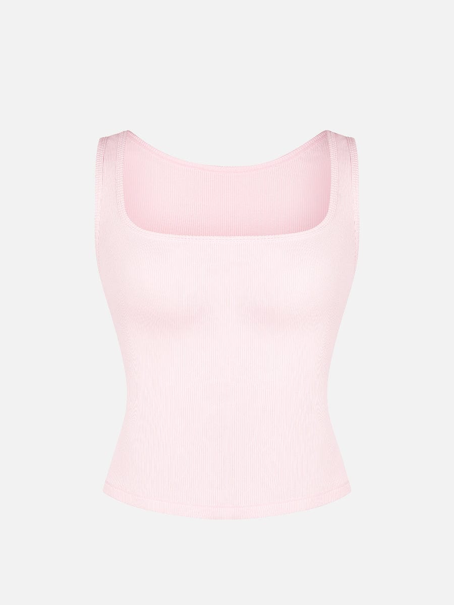 Wholesale Rayon Ribbed Wide Strap Scoop Neck Tank Top Breathable.