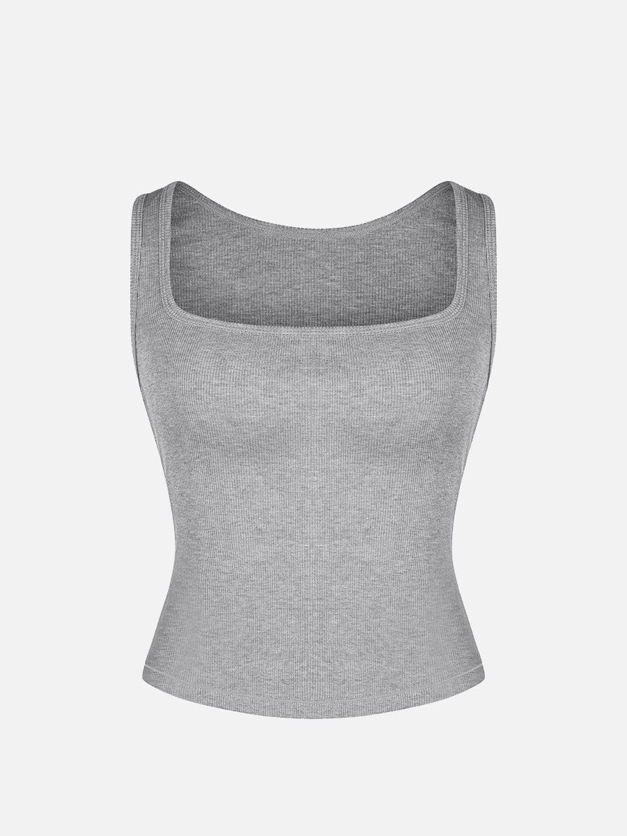 Wholesale Rayon Ribbed Wide Strap Scoop Neck Tank Top Breathable.