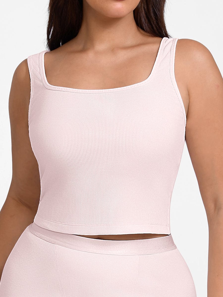 Wholesale Rayon Ribbed Wide Strap Scoop Neck Tank Top Breathable.