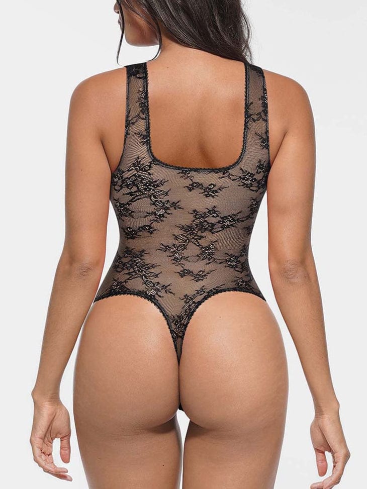 Wholesale Seamless Sexy Deep V-Neck Lace Shaping Thong Bodysuit.