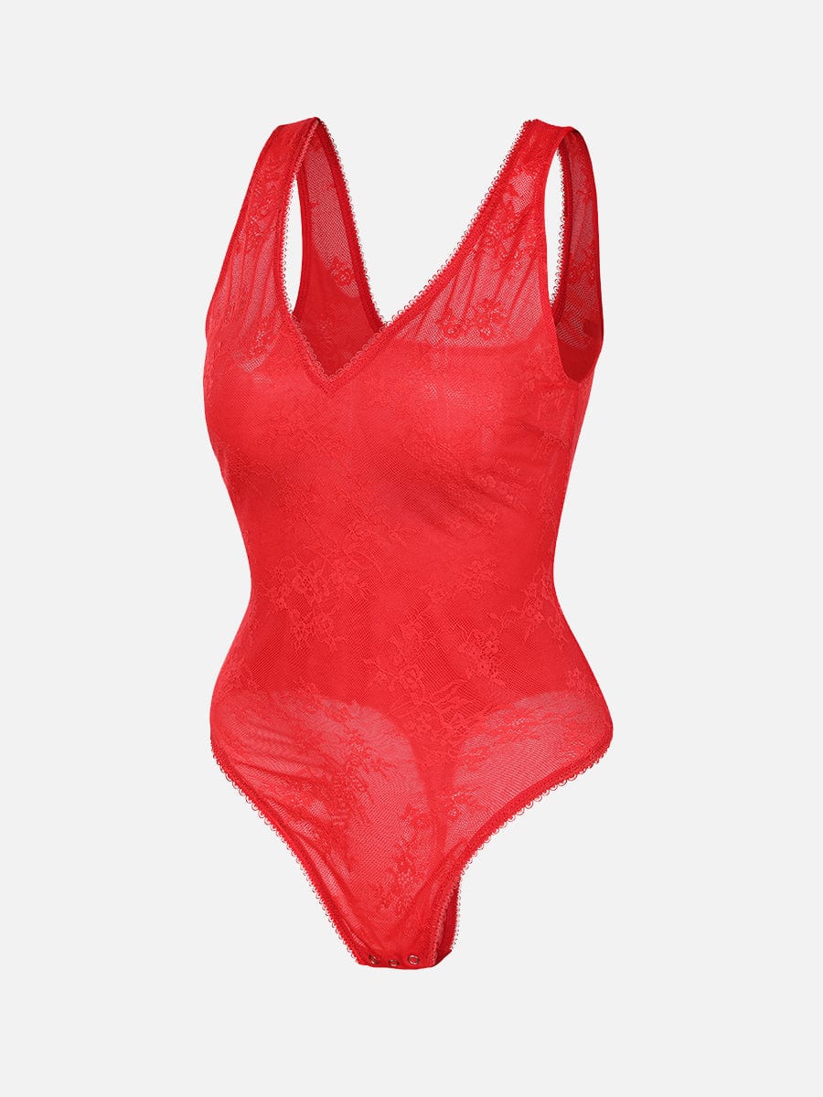 Wholesale Seamless Sexy Deep V-Neck Lace Shaping Thong Bodysuit.
