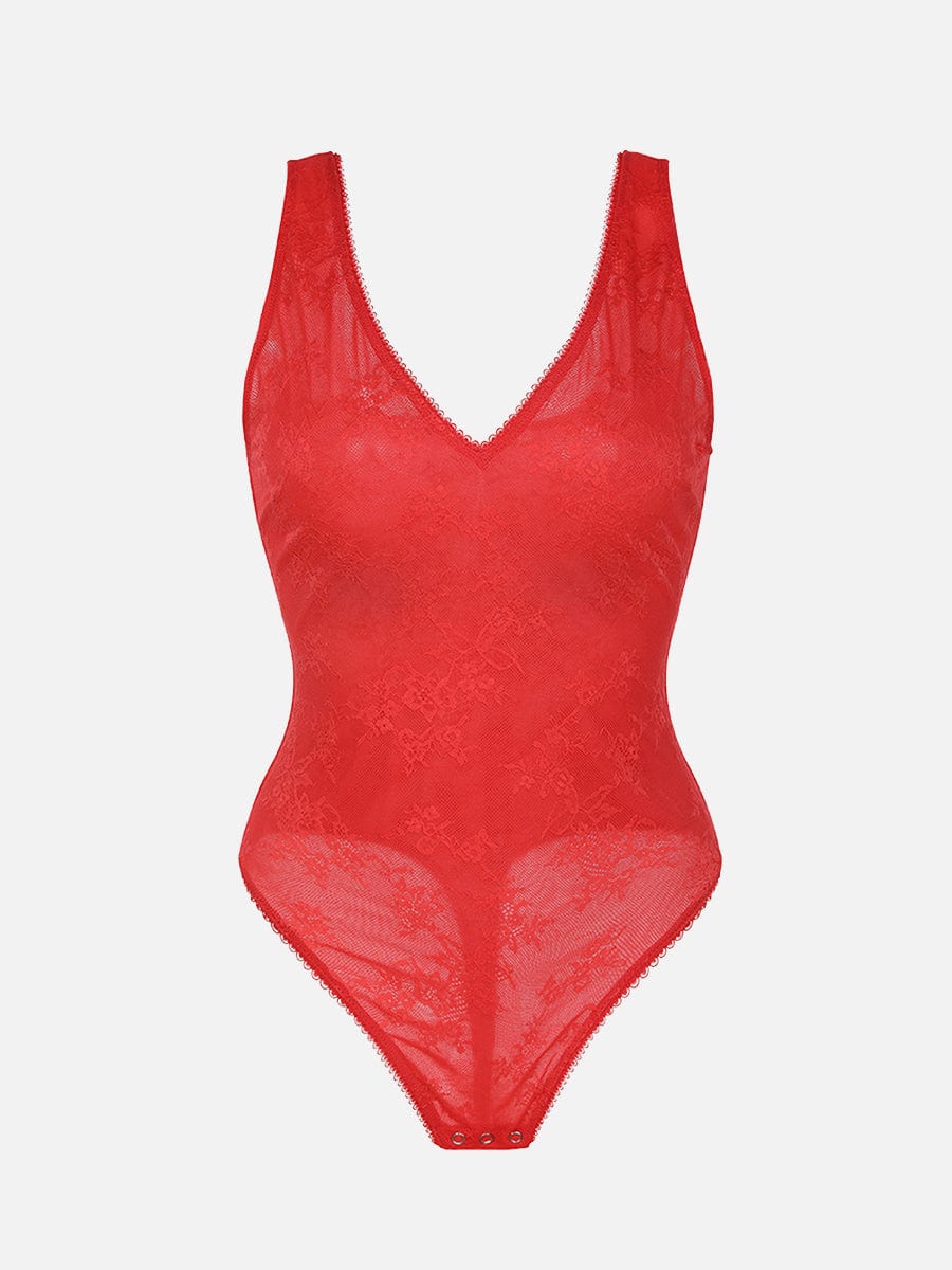Wholesale Seamless Sexy Deep V-Neck Lace Shaping Thong Bodysuit.