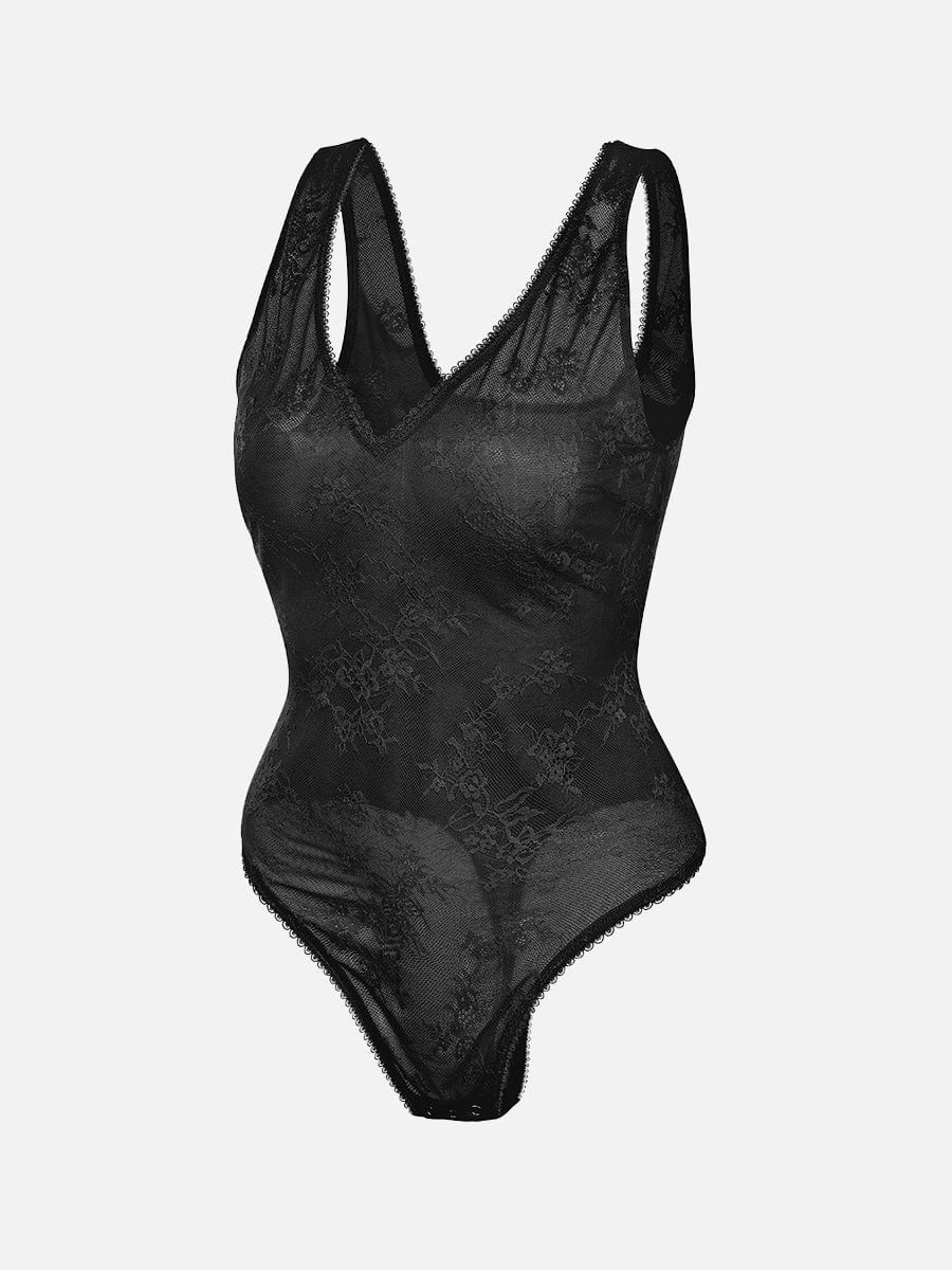 Wholesale Seamless Sexy Deep V-Neck Lace Shaping Thong Bodysuit.