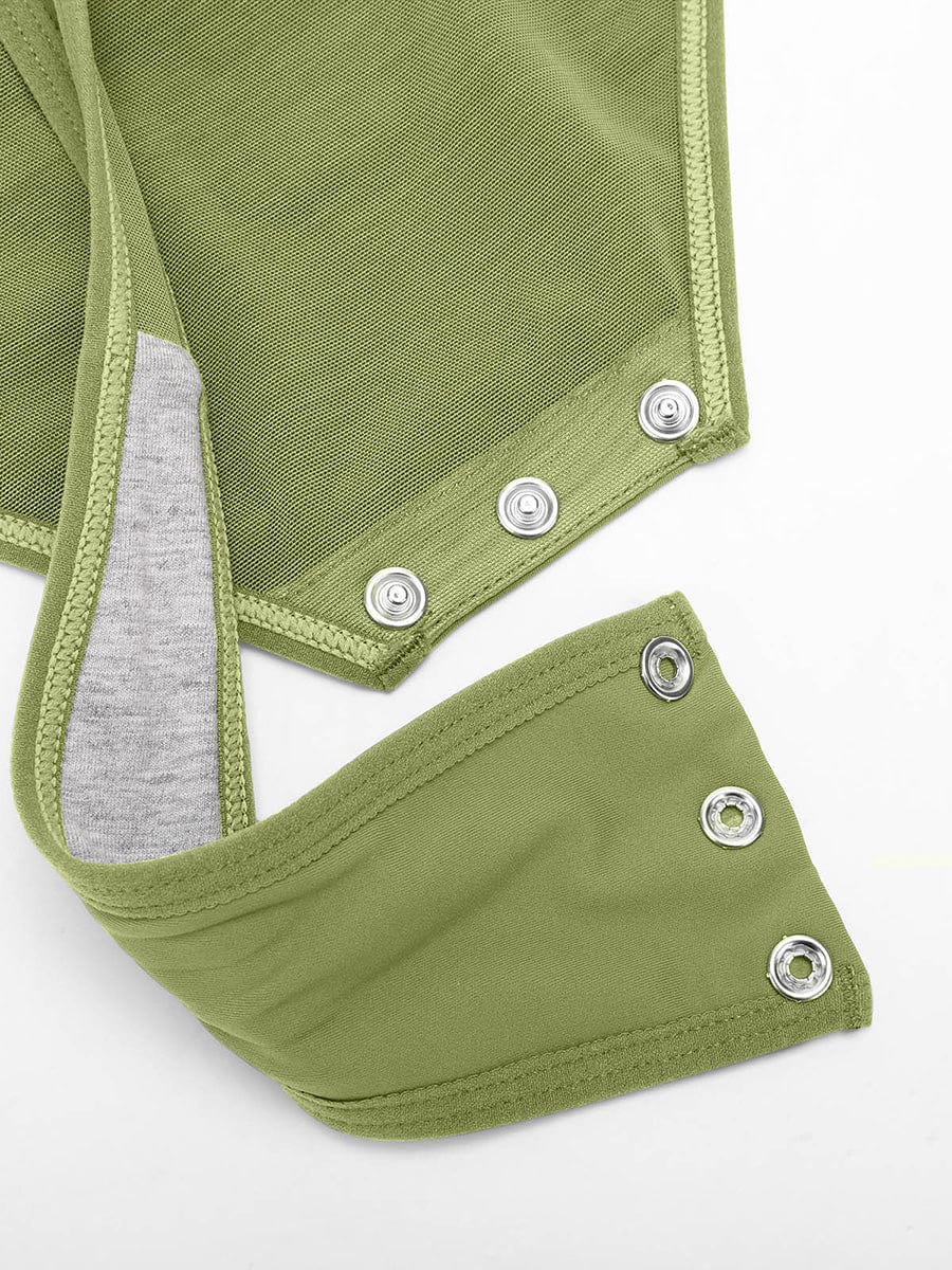 Wholesale Sexy V-neck Overlapping pleated Waist and Tummy Control Antibacterial Crotch Bodysuit.