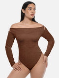 Wholesale Shiny Draped Neck All In One Shapewear Bodysuit with Built In Bra and Thong Snap Crotch.