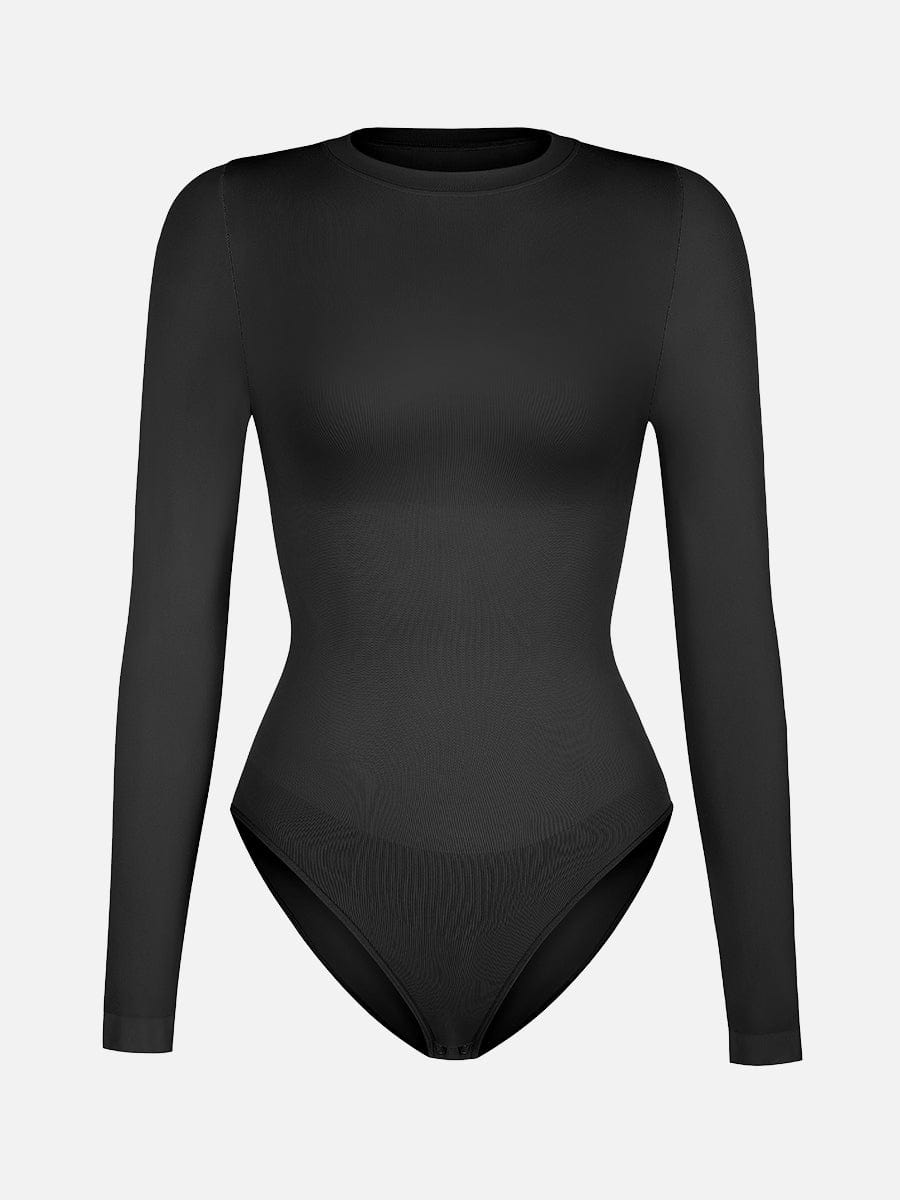 Wholesale Seamless Crew Neck Long Sleeve Tummy Control Snap Crotch Briefs Bodysuit.