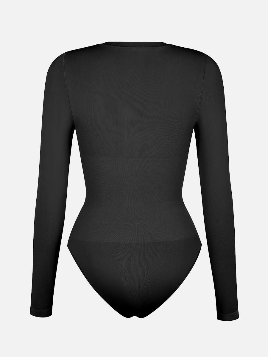 Wholesale Seamless Crew Neck Long Sleeve Tummy Control Snap Crotch Briefs Bodysuit.