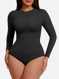 Wholesale Seamless Crew Neck Long Sleeve Tummy Control Snap Crotch Briefs Bodysuit.